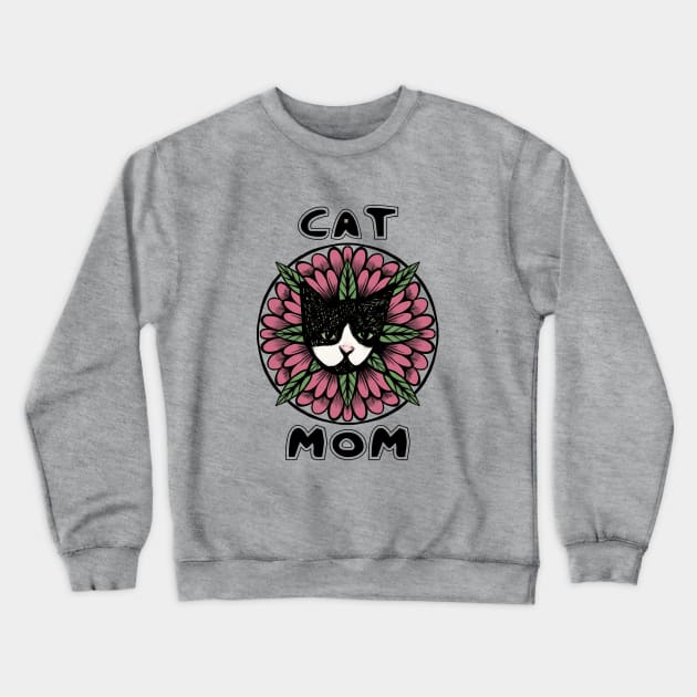 Tuxedo Cat Mom Crewneck Sweatshirt by bubbsnugg